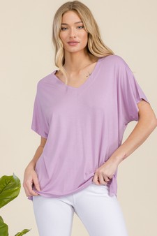 Women's Short Sleeve V-Neck Oversized Top
