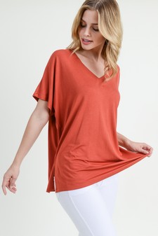Women's Short Sleeve V-Neck Oversized Top style 4