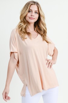 Women's Short Sleeve V-Neck Oversized Top