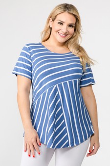 Women's Short Sleeve Striped Tunic Top