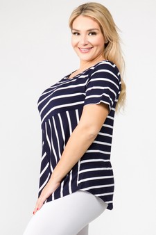 Women's Short Sleeve Striped Tunic Top style 2
