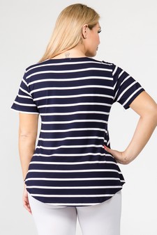 Women's Short Sleeve Striped Tunic Top style 3