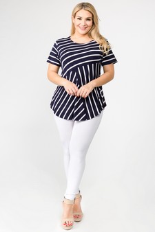 Women's Short Sleeve Striped Tunic Top style 4