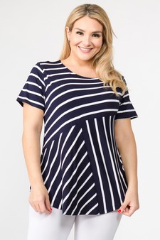 Women's Short Sleeve Striped Tunic Top