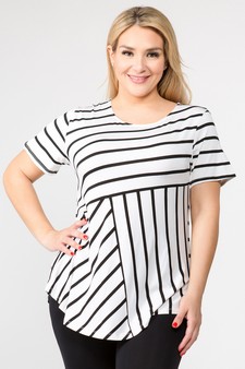 Women's Short Sleeve Striped Tunic Top