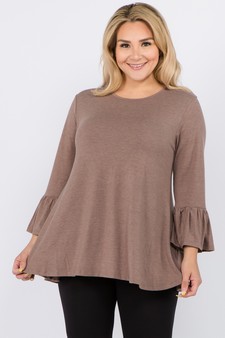 Women's 3/4 Bell Sleeve Top - Plus Size
