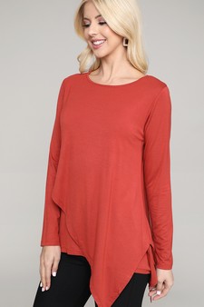 Women's Long Sleeve Asymmetrical Hem Tunic Top style 2