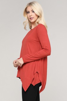Women's Long Sleeve Asymmetrical Hem Tunic Top style 3