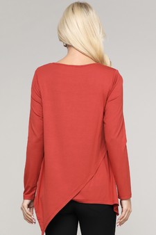 Women's Long Sleeve Asymmetrical Hem Tunic Top style 4