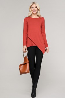 Women's Long Sleeve Asymmetrical Hem Tunic Top style 6