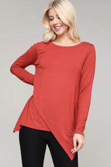 Women's Long Sleeve Asymmetrical Hem Tunic Top