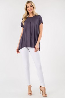 Women's Short Sleeve Pleat Detail Top style 4