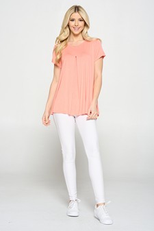 Women's Short Sleeve Pleat Detail Top style 5
