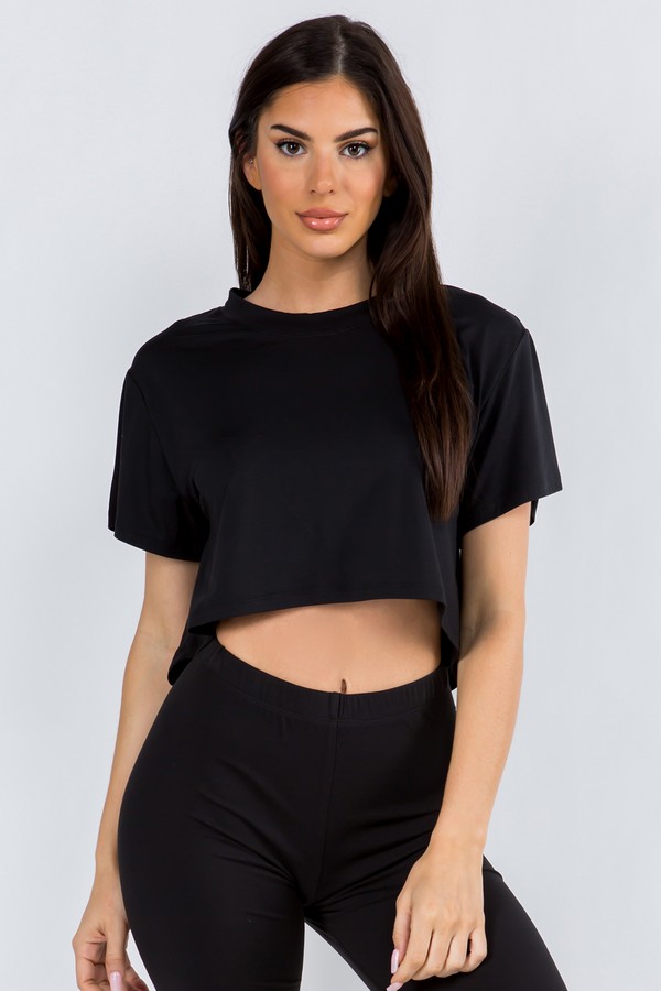 Women's Cropped Crew Tee - Wholesale - Yelete.com