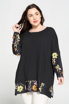 Women's Printed Detail Dolman Sleeve Top
