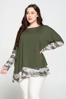 Women's Printed Detail Dolman Sleeve Top