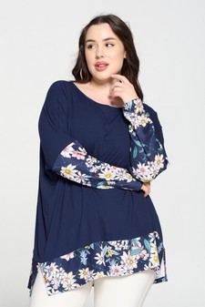 Women's Printed Detail Dolman Sleeve Top
