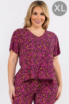 Women's Vivid Leopard Print Loungewear Top