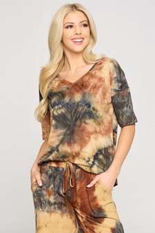 Women's Tie-Dye Print Dropped Shoulder T-Shirt - BOTTOMS: 807SR007