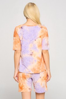Women's Tie-Dye Print Dropped Shoulder T-Shirt - BOTTOMS: 807SR007 style 4