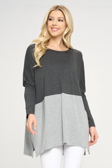 Women's Duo Split Color Dolman Sleeve Top