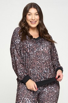 Women’s V-Neck Cheetah Print Long Sleeve