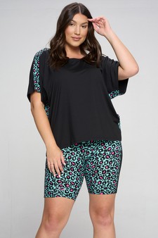 Women's Contrasting Leopard Printed Loungewear Set