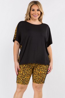 Women's Contrasting Leopard Printed Loungewear Set