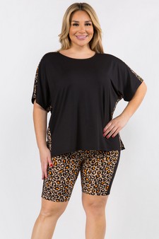 Women's Contrasting Leopard Printed Loungewear Set