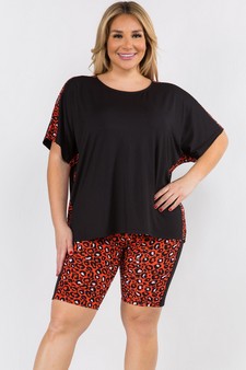 Women's Contrasting Leopard Printed Loungewear Set