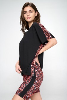 Women's Contrasting Leopard Printed Loungewear Set style 3