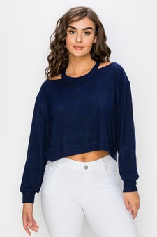 Women’s Soft Washed Off Shoulder Cropped Long Sleeve