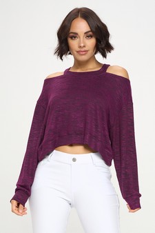 Women’s Soft Washed Off Shoulder Cropped Long Sleeve