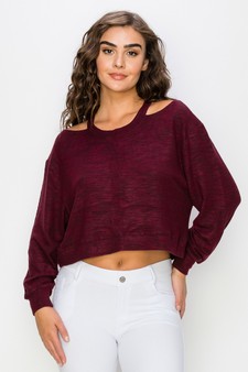 Women’s Soft Washed Off Shoulder Cropped Long Sleeve