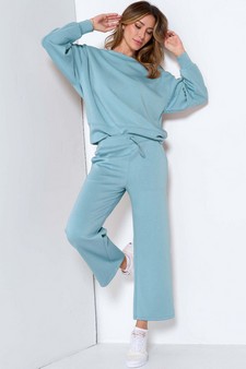 Solid UltraComfy Sweatshirt & Straight Leg Pant Set