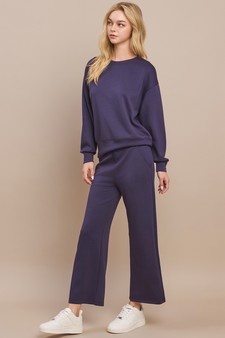 Women's Solid UltraComfy Sweatshirt & Straight Leg Pant Set