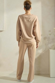 Women's Solid Scuba Sweatshirt and Straight Leg Pant Set style 2