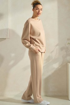 Women's Solid Scuba Sweatshirt and Straight Leg Pant Set style 3