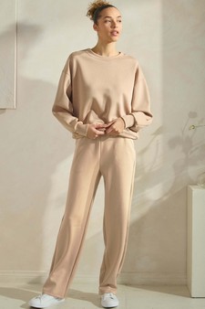 Women's Solid Scuba Sweatshirt and Straight Leg Pant Set style 4