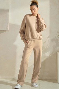 Women's Solid Scuba Sweatshirt and Straight Leg Pant Set style 5
