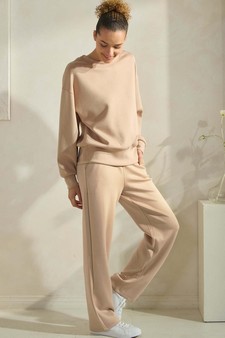 Women's Solid Scuba Sweatshirt and Straight Leg Pant Set