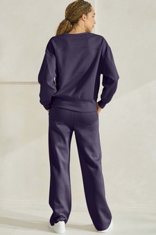 Women's Solid Scuba Sweatshirt and Straight Leg Pant Set style 2