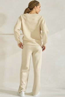 Women's Solid Scuba Sweatshirt and Straight Leg Pant Set style 2