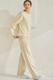 Women's Solid Scuba Sweatshirt and Straight Leg Pant Set style 3
