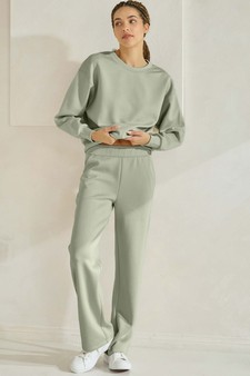 Women's Solid Scuba Sweatshirt and Straight Leg Pant Set