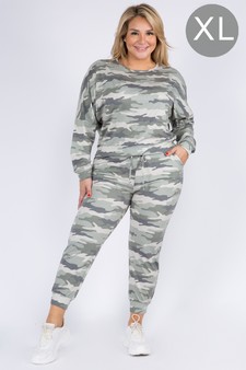 Women's French Terry Long Sleeve Vintage Camo Set - XL