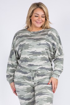 Women's French Terry Vintage Camo Pullover Top