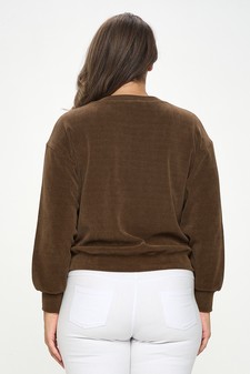 Women's Relaxed Ribbed Corduroy Long Sleeve Top (XL only) style 3