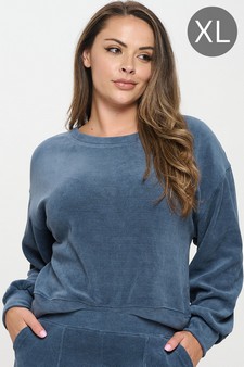 Women's Relaxed Ribbed Corduroy Long Sleeve Top (XL only)