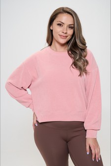 Women's Relaxed Ribbed Corduroy Long Sleeve Top (XL only) style 4